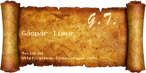 Gáspár Timur névjegykártya